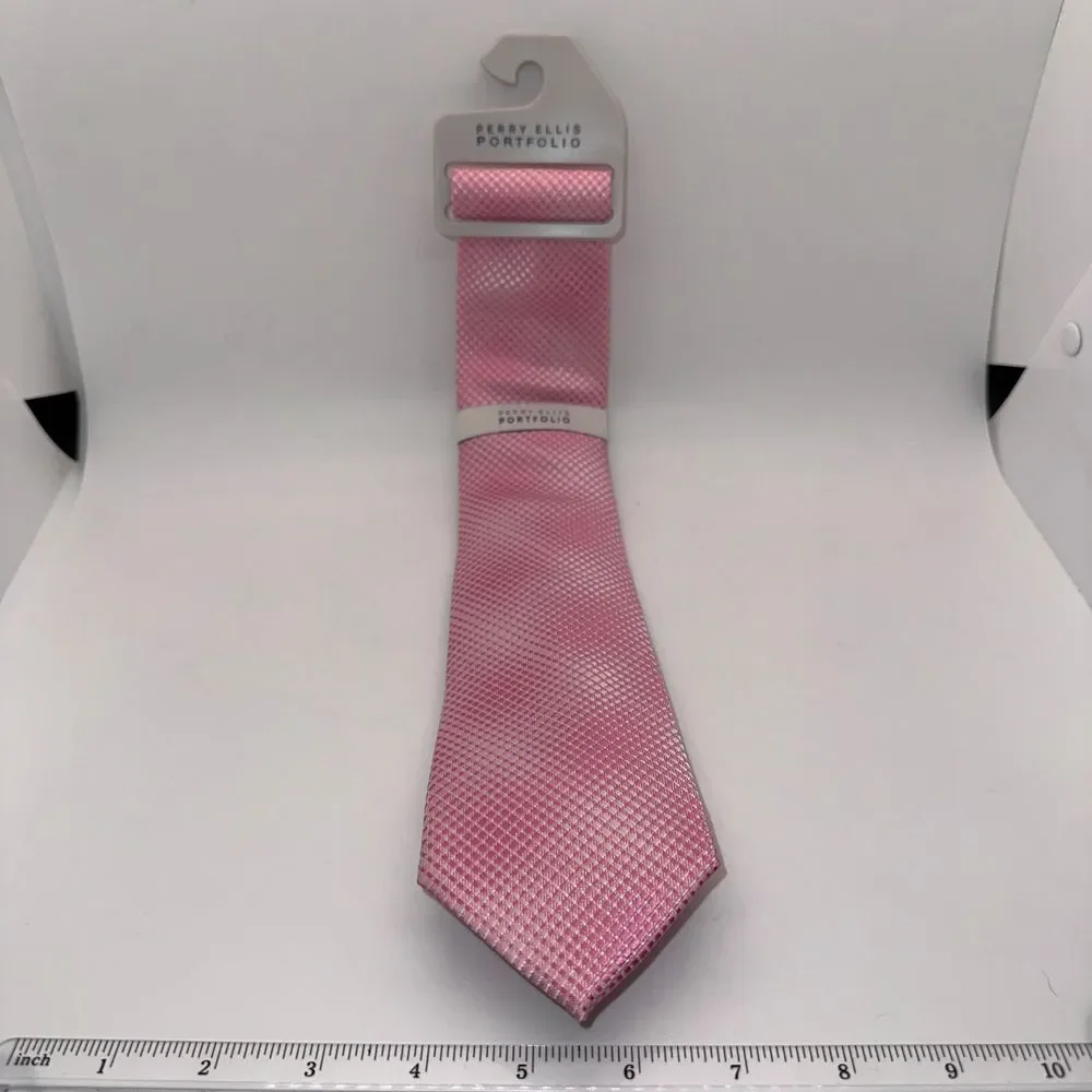 Perry Ellis‎ Portfolio Pink Polyester Neck Tie - Textured Design